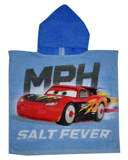 Disney Badponcho Cars Junior 50 X 100 Cm Katoen Blauw