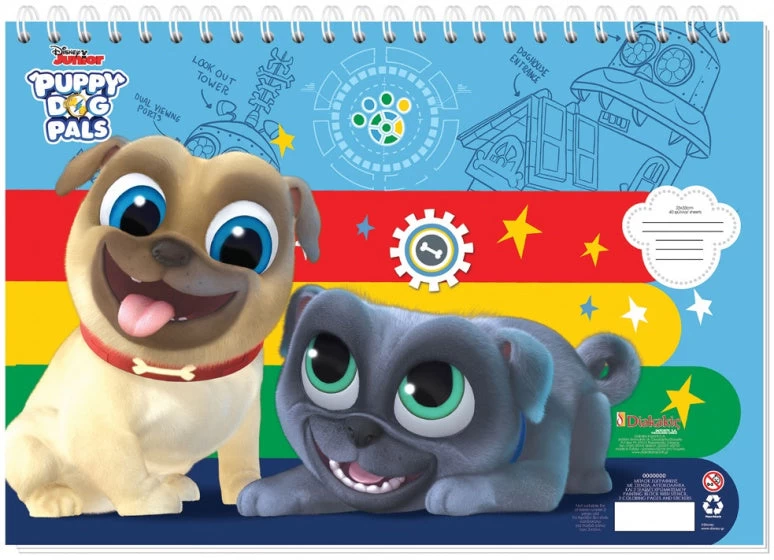 Disney Sticker- En Kleurboek Puppy Dog Pals 33 Cm Papier Blauw
