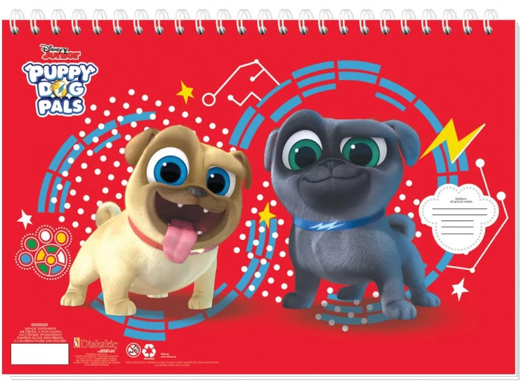 Disney Tekenboek Puppy Dog Pals 33 Cm Papier Rood