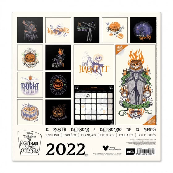 Disney Wandkalender 2022 Nightmare Before Christmas 30 Cm Wit - Afbeelding 3