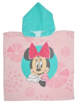 Disney Badponcho Minnie Mouse 100 Cm Katoen Mintgroen/roze