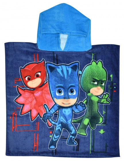 Disney Badponcho PJ Masks Junior 100 Cm Katoen Lichtblauw/blauw